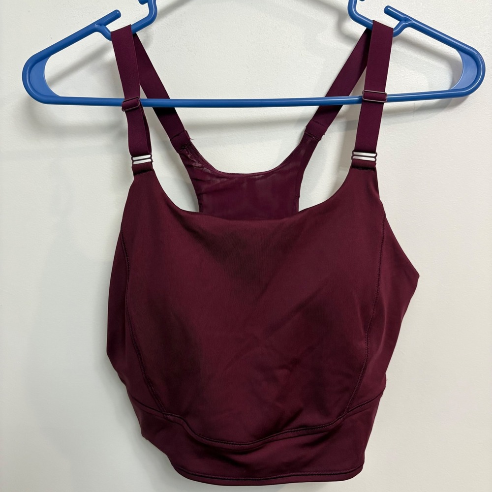 All In Motion Plum Purple Racerback Sports Bra Crop Top Small NWT LRR37K